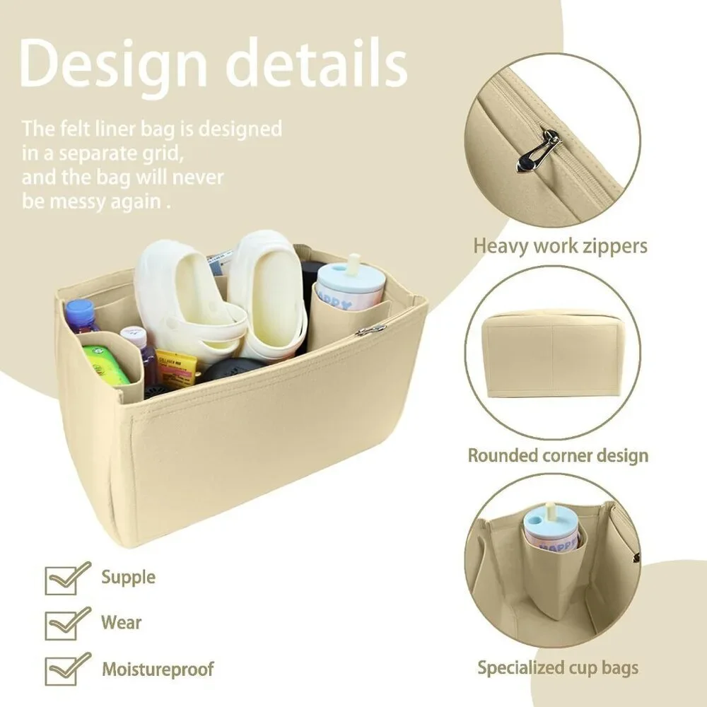Felt Organizer Insert for Bo B Tote Large Capacity Stylish Bag Accessory